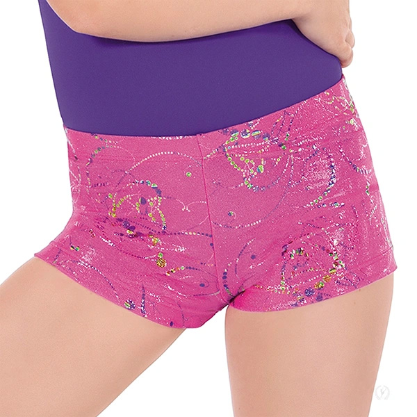 purple metallic booty shorts